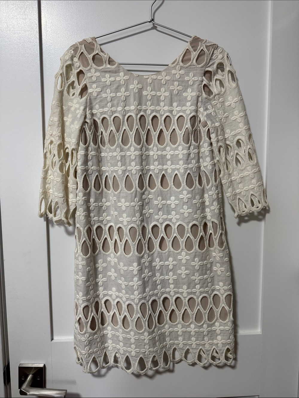 Cream Lace Cutout Women's Dress